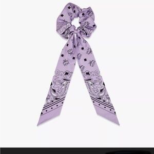 MCM Bandana Monogram Print Scrunchy with a detachable scarf in Purple Rose💐